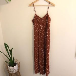 Madewell Polkadot Ruched Orange Jumpsuit